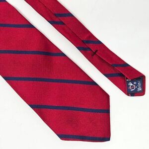 BRIAR ENGLAND SILK TIE RED BLUE SATIN REPP STRIPE LUXURY 3.25" X 57"